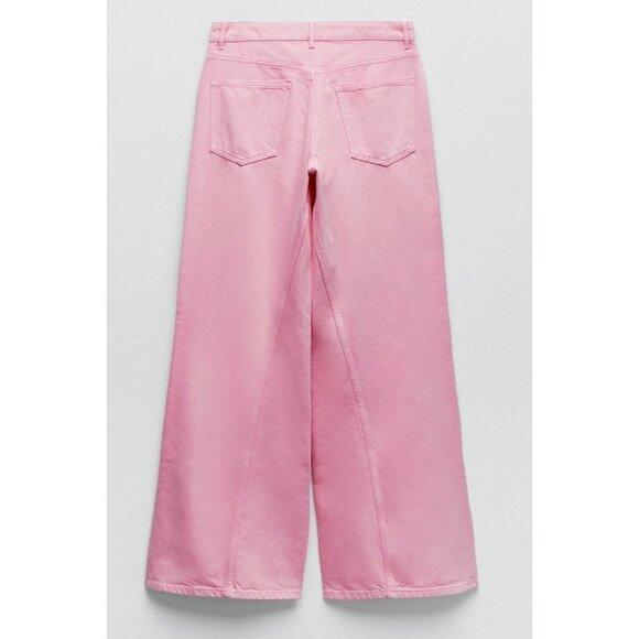 NWT ZARA Pink Super Wide Leg High Waist Jeans 8 - Picture 3 of 8